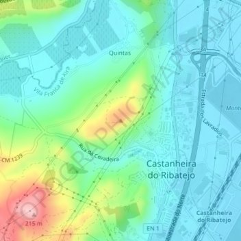 Carte topographique Castanheira, altitude, relief