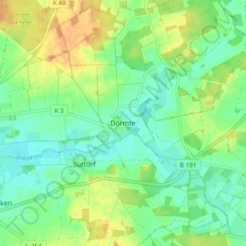 Carte topographique Dörmte, altitude, relief