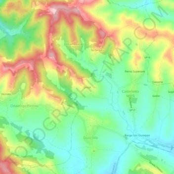 Carte topographique Cosso, altitude, relief