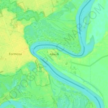 Carte topographique Alberdi, altitude, relief