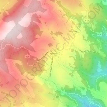 Carte topographique Estalane, altitude, relief