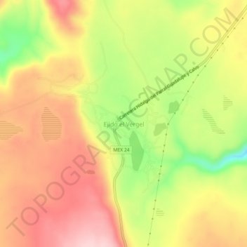 Carte topographique Ejido el Vergel, altitude, relief