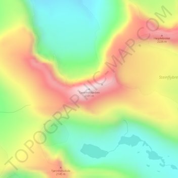 Carte topographique Tjønnholstinden, altitude, relief