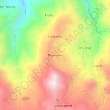 Carte topographique Allagopamba, altitude, relief