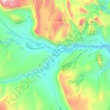 Carte topographique Fruita, altitude, relief