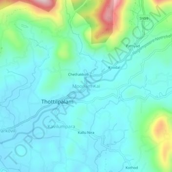 Carte topographique Moonam Kai, altitude, relief