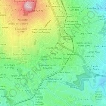 Carte topographique Pumar, altitude, relief