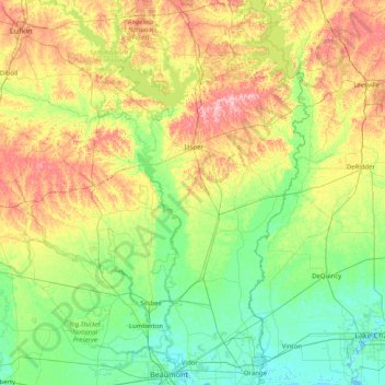 Carte topographique Jasper, altitude, relief