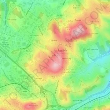 Carte topographique La Ronze, altitude, relief