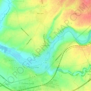 Carte topographique Champcornu, altitude, relief