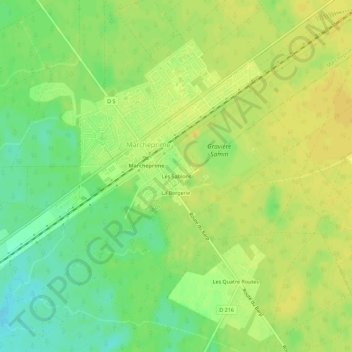 Carte topographique Les Sablons, altitude, relief