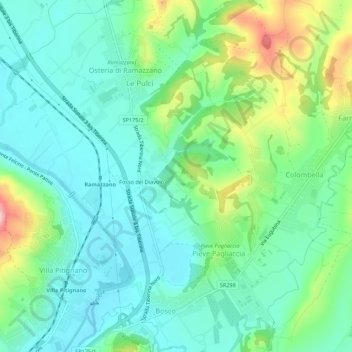Carte topographique Rosciolo, altitude, relief