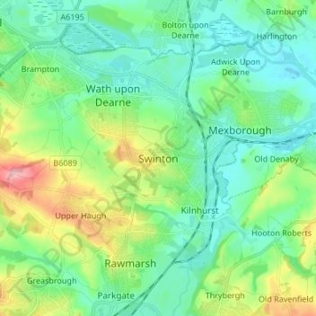 Carte topographique Swinton, altitude, relief