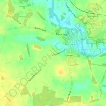 Carte topographique Horstead, altitude, relief