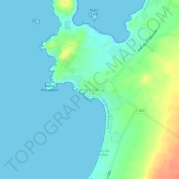 Carte topographique Bahía Inglesa, altitude, relief