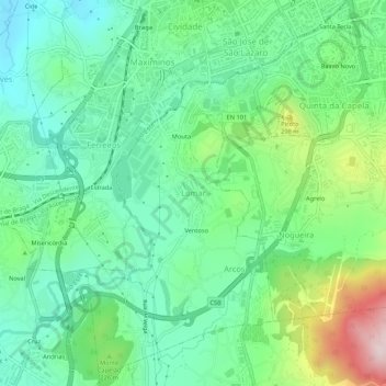 Carte topographique Lomar, altitude, relief