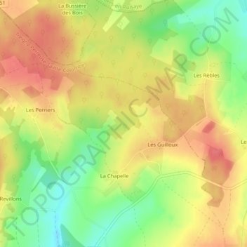 Carte topographique La Garenne, altitude, relief