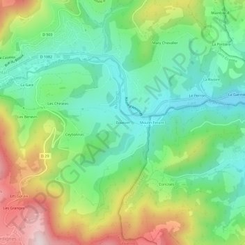 Carte topographique Dovezet, altitude, relief