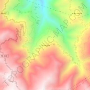 Carte topographique Carpapata, altitude, relief