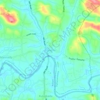 Carte topographique Enaathu, altitude, relief