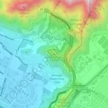 Carte topographique Cerro Polanco, altitude, relief