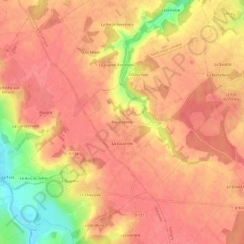 Carte topographique Rigourdaine, altitude, relief