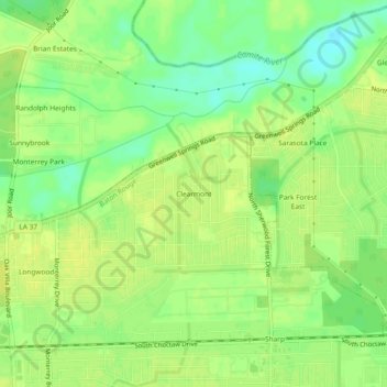 Carte topographique Clearmont, altitude, relief