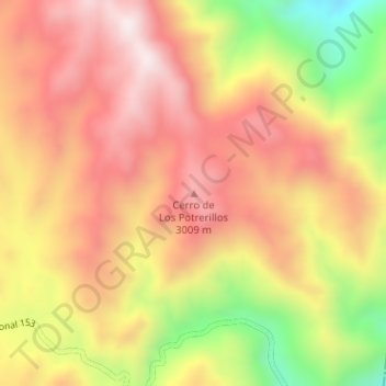 Carte topographique Cerro de Los Potrerillos, altitude, relief