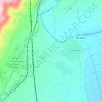 Carte topographique el Fangar, altitude, relief