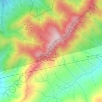 Carte topographique Embreeville Mountain, altitude, relief