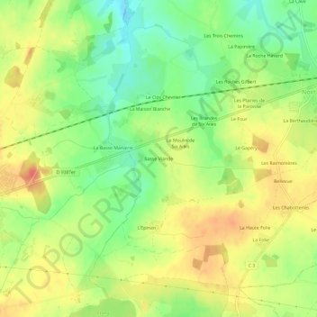 Carte topographique Basse Viande, altitude, relief