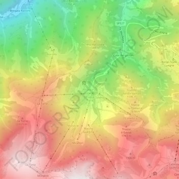 Carte topographique Artesina, altitude, relief
