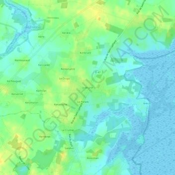 Carte topographique Le Brunet, altitude, relief