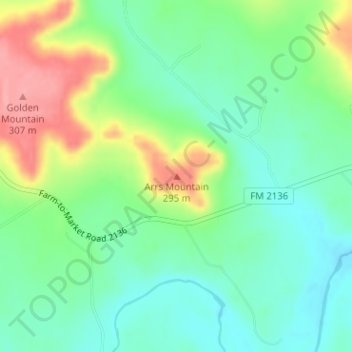 Carte topographique Arrs Mountain, altitude, relief