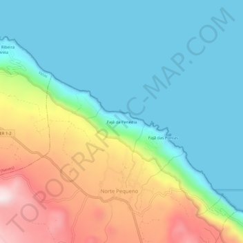 Carte topographique Fajã da Penedia, altitude, relief