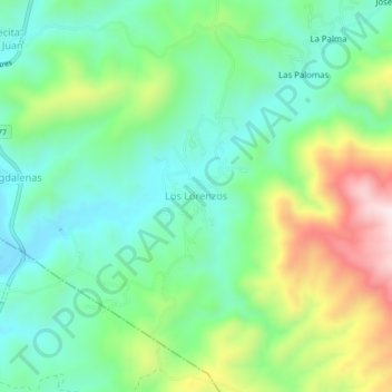 Carte topographique Los Lorenzos, altitude, relief