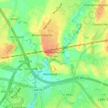 Carte topographique Winterbourne Down, altitude, relief
