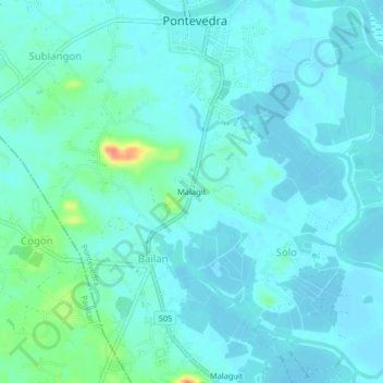 Carte topographique Malagit, altitude, relief