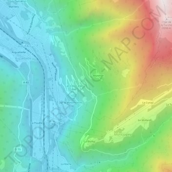Carte topographique Les Côtes, altitude, relief