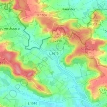Carte topographique Bergertshofen, altitude, relief
