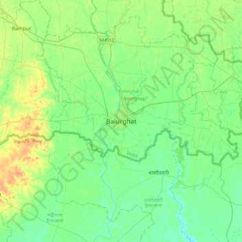 Carte topographique Balurghat, altitude, relief