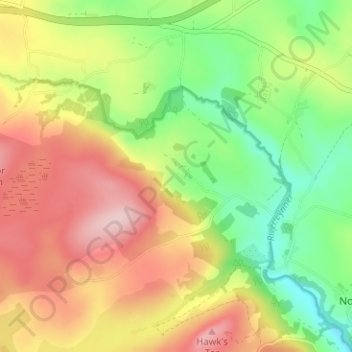 Carte topographique Tolcarne, altitude, relief
