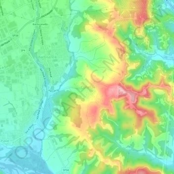 Carte topographique Collalto, altitude, relief