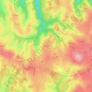 Carte topographique Soumeyrat, altitude, relief