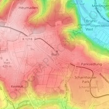 Carte topographique Ruit, altitude, relief