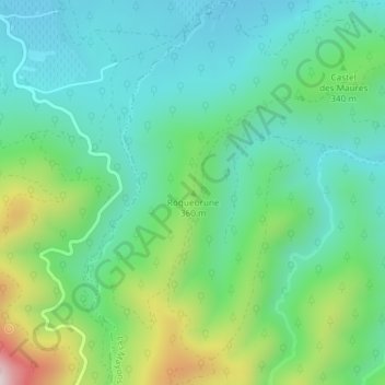 Carte topographique Roquebrune, altitude, relief