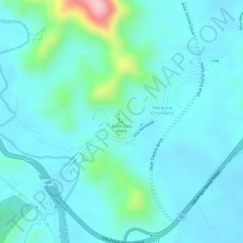 Carte topographique Bukit Cinta Manis, altitude, relief