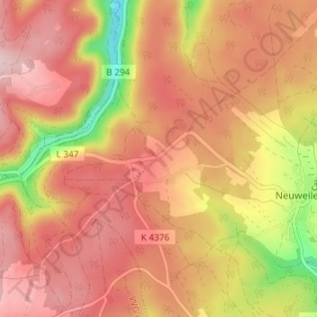 Carte topographique Hofstett, altitude, relief