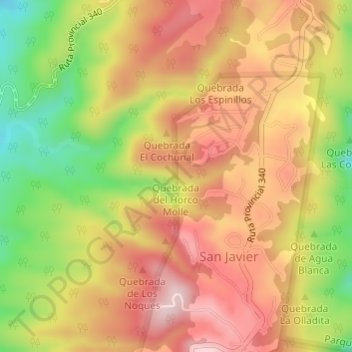 Carte topographique Quebrada del Horco Molle, altitude, relief