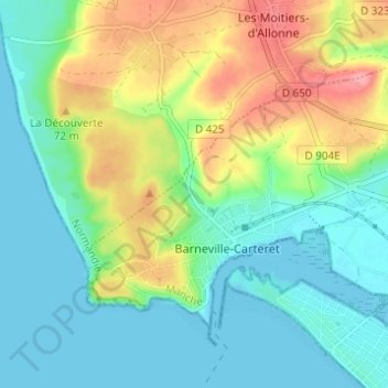 Carte topographique Les Moulins, altitude, relief